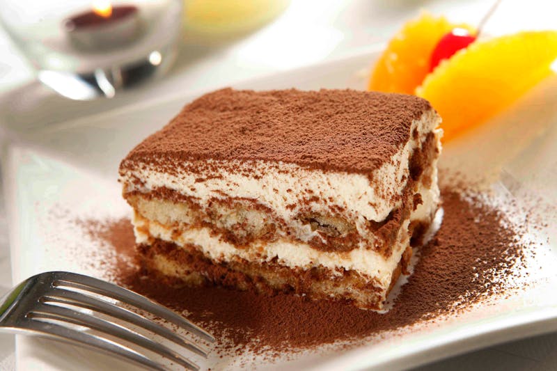 Classic tiramisu with espresso soaked ladyfingers